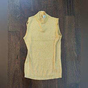 Vintage Sleeveless Metallic Gold Mock Neck Top